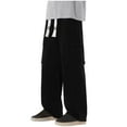 thumbnail image 1 of Dagegui Mens Elastic Waist Jeans Denim Straight Leg Cargo Pants Trendy Multi-Pockets Streetwear Pant Black S, 1 of 9