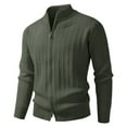 thumbnail image 1 of Dagegui Mens Full Zip Sweater Jacket Casual Mock Neck Ribbed Knitted Sweaters Fall Winter Home Coats Brown M, 1 of 2