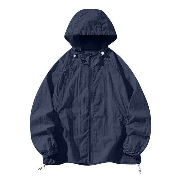 Dagegui Mens Full Zip UPF 50 Hoodie UV Sun Protection Hooded Jacket Long Sleeve Lightweight Fishing Hiking Outdoor Shirts with Pockets Navy M