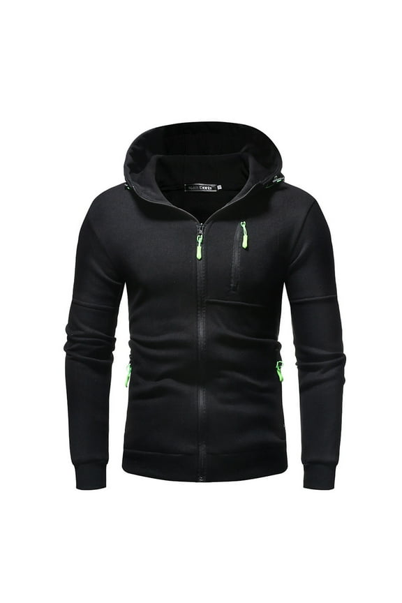 Mens Full Zip Up Hoodies Big and Tall Winter Fleece Hooded Sweatshirts Winter Slim Fit Hoodie with Pockets Casual Tops Black 4XL