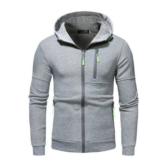 Dagegui Mens Full Zip Up Hoodies Big and Tall Winter Fleece Hooded Sweatshirts Winter Slim Fit Hoodie with Pockets Casual Tops Gray XL