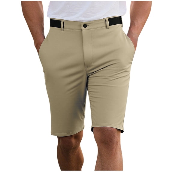 Dagegui Mens Golf Shorts Summer Elastic Waist Slim Fit Business Work Shorts with Pocket Khaki S