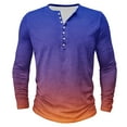 thumbnail image 1 of Dagegui Mens Gradient Print Henley Shirt Fashion Button Long Sleeve T Shirts Soft Comfy Slim Tees Lightweight Tees Casual Tops Today Sales Purple,3XL, 1 of 4