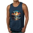 thumbnail image 1 of Dagegui Mens Hawaiian Tank Tops Sunset Palm Tree Graphic Tropical Tanks Big and Tall Muscle Tank Top Loose Sleeveless Crewneck Workout Vest Navy L, 1 of 5
