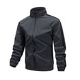 thumbnail image 1 of Dagegui Mens Hiking Jackets Stand Collar Windbreaker Softshell Jacket Fall Windproof Zip Up Coat with Pockets Dark Gray S, 1 of 3