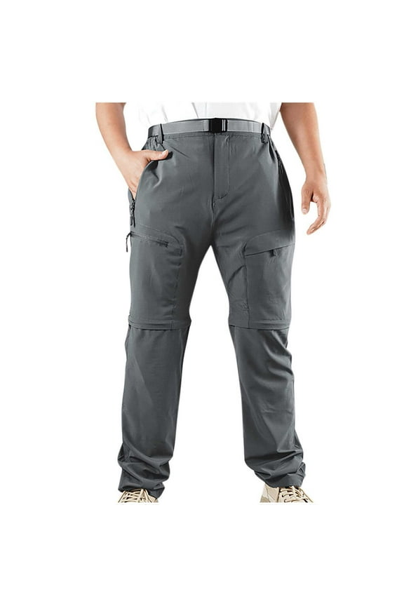 Mens Hiking Pants Convertible Zip Off Lightweight Athletic Pant Quick Dry Fishing Camping Work Pants with Pockets Tactical Pants Dark Gray S