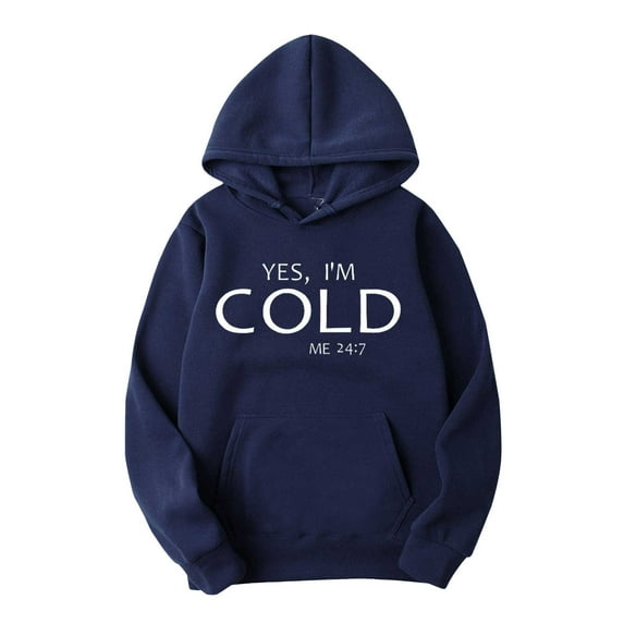 Dagegui Mens Hoodies Letter Print Long Sleeve Sweatshirt Casual Loose Fit Sport Shirt Fleece Hooded Pullover Tops with Pocket Dark Blue L