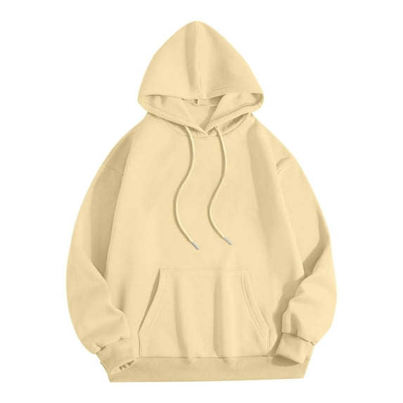Dagegui Mens Hoodies & Sweatshirts Drawstring Hooded Pullover Thin Fleece Long Sleeve Top Casual Loose Fit Sweatshirt with Pocket Beige XXL