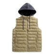 thumbnail image 1 of Dagegui Mens Lightweight Hooded Vest Quilted Sleeveless Jackets Full Zip Up Outerwear Fall Winter Outdoor Athletic Jacket with Pockets Khaki XXXL, 1 of 9