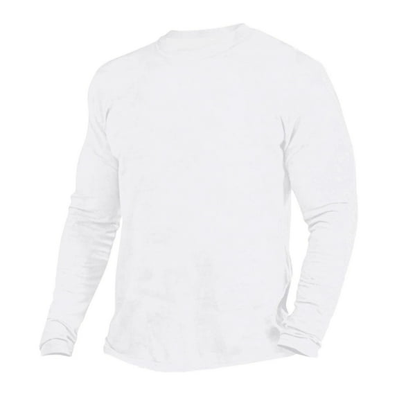 Dagegui Mens Long Sleeve Crew Neck T-Shirts Solid Color Fall Pullover Top Big and Tall Outdoor Athletic Shirts White XXXXL