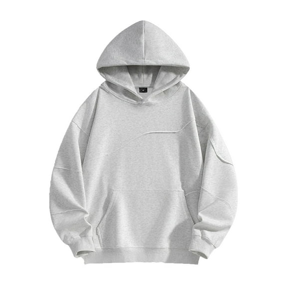 Dagegui Mens Long Sleeve Hoodies Solid Hooded Pullover Sweatshirt Casual Loose Fit Sport Shirts with Pockets Gray XXL