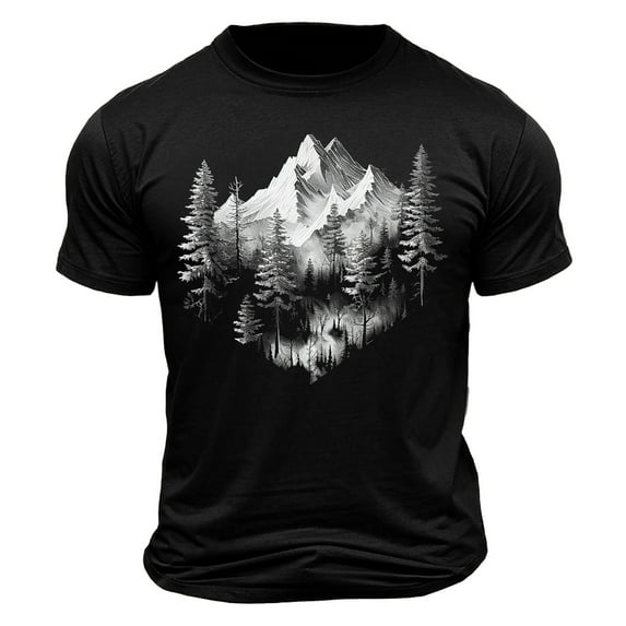 Dagegui Mens Mountain Graphic T Shirt Short Sleeve Crewneck Shirt Comfy Running Athletic Tee Muscle Top Today Deals of The Day Black,S