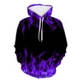 thumbnail image 1 of Dagegui Mens Novelty Hoodies 3D Flame Print Hooded Sweatshirts Casual Drawstring Pullover Sweatshirt Fashion Outdoor Streetwear Tops Purple 2XL, 1 of 2