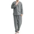 thumbnail image 1 of Dagegui Mens Pajama Sets Long Sleeve Shirts and Pants Outfits Set Solid Casual Beach Vacation Outfit Comfy Basic Pajamas Gray 3XL, 1 of 3