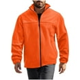 thumbnail image 1 of Dagegui Mens Polar Fleece Jacket Full Zip Stand Collar Outwear Casual Outdoor Active Warm Coats with Pockets Orange S, 1 of 7