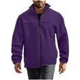 thumbnail image 1 of Dagegui Mens Polar Fleece Jacket Full Zip Stand Collar Outwear Casual Outdoor Active Warm Coats with Pockets Purple XL, 1 of 7