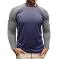 thumbnail image 1 of Dagegui Mens Raglan Long Sleeve Shirts Crewneck Baseball T-Shirts Trendy Color Block Tees Outdoor Athletic Pullover Tops Dark Blue XXL, 1 of 6