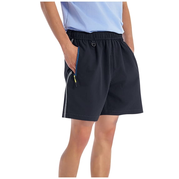 Dagegui Mens Running Sport Shorts with Pockets Summer Elastic Waist Athletic Workout Short Pants Dark Blue S