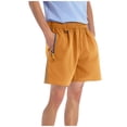 thumbnail image 1 of Dagegui Mens Running Sport Shorts with Pockets Summer Elastic Waist Athletic Workout Short Pants Yellow XL, 1 of 7