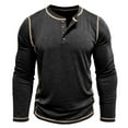 thumbnail image 1 of Dagegui Mens Shirts Long Sleeve Henley T-Shirts Round Neck Button Pullover Lightweight Workout Muscle Tee Black L, 1 of 9