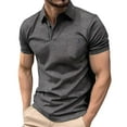 thumbnail image 1 of Dagegui Mens Short Sleeve Dark Gray T Shirt Moisture Wicking Quick-Dry Shirts Collared Golf Tennis T-Shirts Summer Muscle Tees with Chest Pocket S, 1 of 5