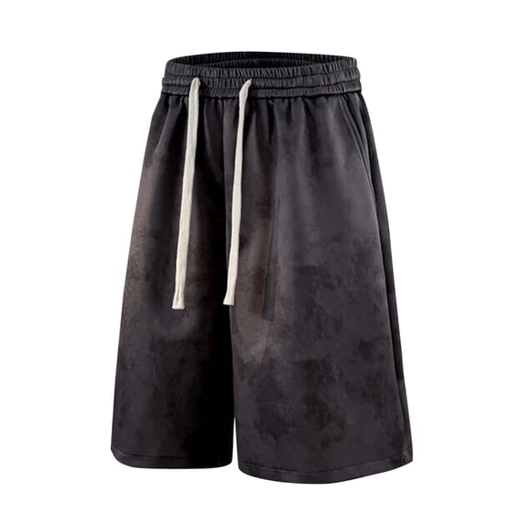 Dagegui Mens Short Sweatpants Vintage Elastic Waist Drawstring Shorts Casual Loose Fit Short Pants Big & Tall Streetwear Black M