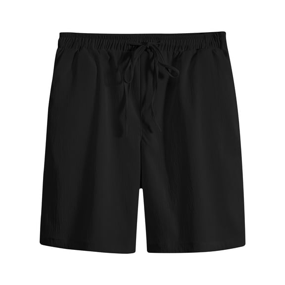 Dagegui Mens Shorts Summer Ice Silk Casual Straight Fit Shorts Drawstring Elastic Waist Work Shorts Big and Tall Solid Sport Shorts with Pockets Black 5XL