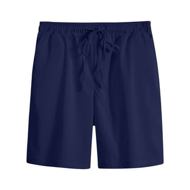 Dagegui Mens Shorts Summer Ice Silk Casual Straight Fit Shorts Drawstring Elastic Waist Work Shorts Big and Tall Solid Sport Shorts with Pockets Today Deals Prime Navy 3XL