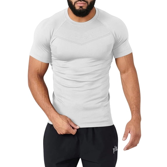 Dagegui Mens Silver Workout Muscle Tee Shirts Quick Dry Gym Tshirts Slim Fit Stretch Running Athletic Tops Moisture Wicking Fitness T-Shirt 3X