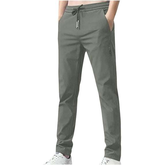 Dagegui Mens Slim Pants Stretchy Elastic Waist Drawstring Pant Quick Dry Ice Silk Running Jogging Pants Big and Tall Athletic Pant with Pockets Today Deals Mint Green,XL