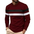 thumbnail image 1 of Dagegui Mens Striped Athletic Shirts Crew Neck Long Sleeve Pullover Workout Tee Outdoor Running Jogger Tops Wine XXL, 1 of 4
