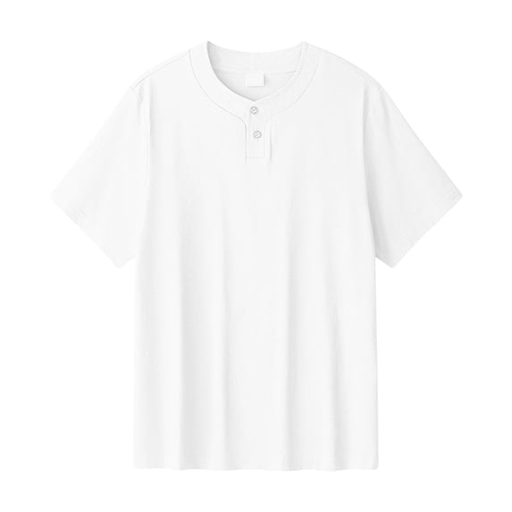 Dagegui Mens Summer Henley Shirts White Short Sleeve Casual Basic T-Shirts Buttons Crewneck Pullover Shirt for Work & Daily M