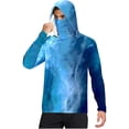 thumbnail image 1 of Dagegui Mens Sun Hoodie with Face Mask UPF 50+ Moisture Wicking for Running Workout UV Protection Rash Guard Long Sleeve Tops Blue S, 1 of 6