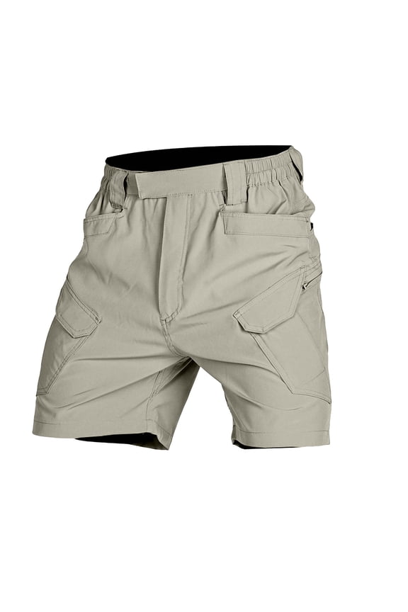 Mens Tactical Cargo Shorts Performance Outdoor Hiking Jogging Shorts Summer Lightweight Elastic Waist Work Shorts with Pockets Khaki XL