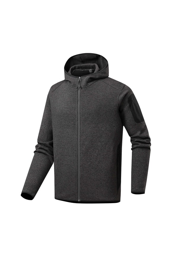 Mens Thin Fleece Lined Hooded Jacket Lightweight Warm Winter Coat Outdoor Active Sweatshirts with Pockets Black XXXXXL