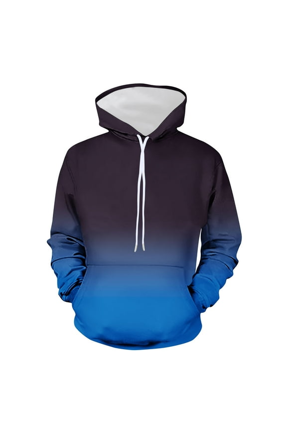 Mens Tie Dye Hooded Sweatshirts Big and Tall Drawstring Athletic Hoodie Tops Casual Loose Fit Hoodies with Kangaroo Pocket Blue 3XL