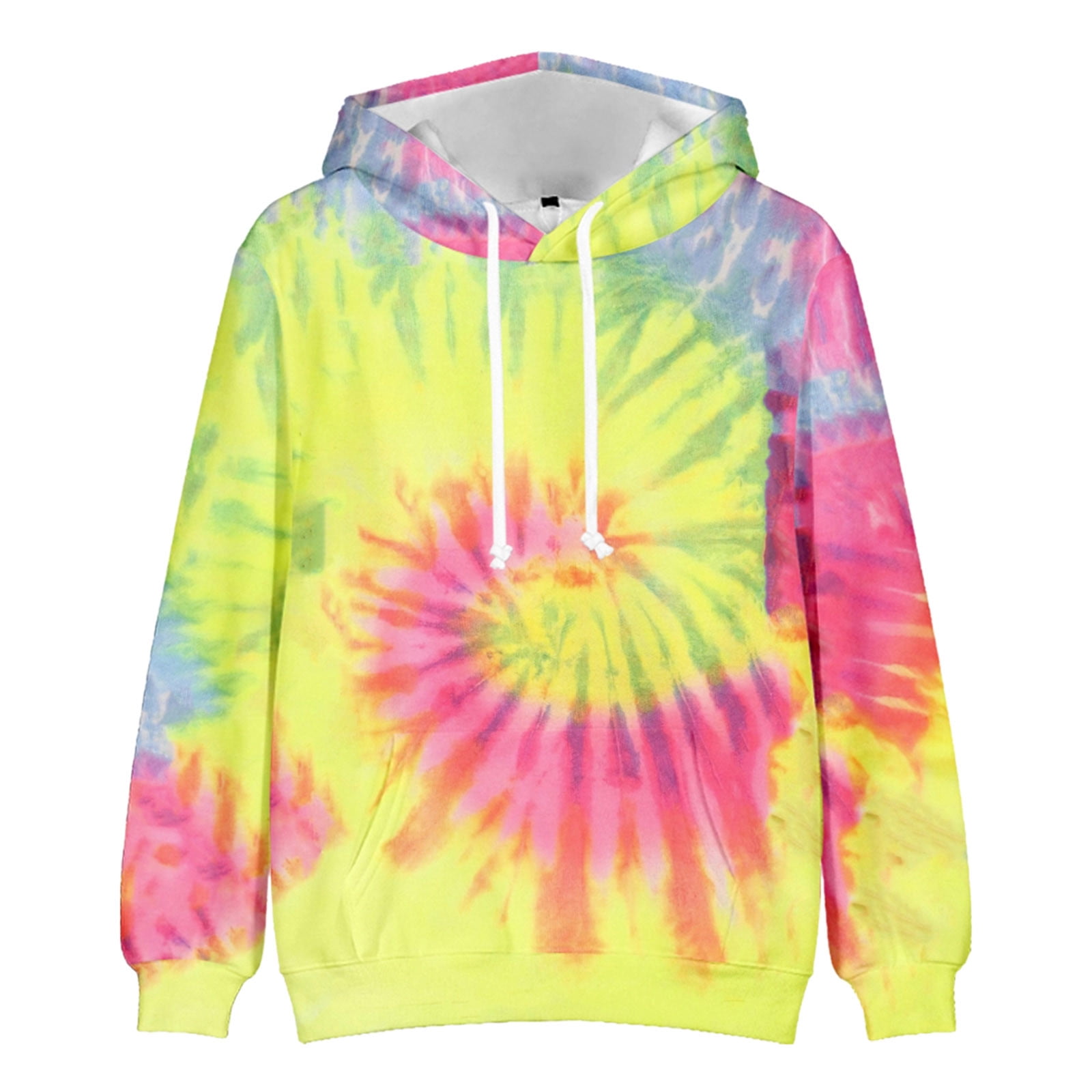 Dagegui Mens Tie Dye Hooded Sweatshirts Long Sleeve HipHop Pullover Sweatshirt Trendy Outdoor