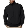 thumbnail image 1 of Dagegui Mens Track Coats Stand Neck Long Sleeve Jacket Full Zip Up Outerwear with Pocket Black XXXXL, 1 of 8
