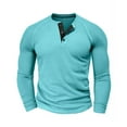 thumbnail image 1 of Dagegui Mens Waffle Henley Shirts Long Sleeve Button Pullover Tops Slim Fit Athletic Muscle Tee Fall Clothes Sky Blue L, 1 of 4