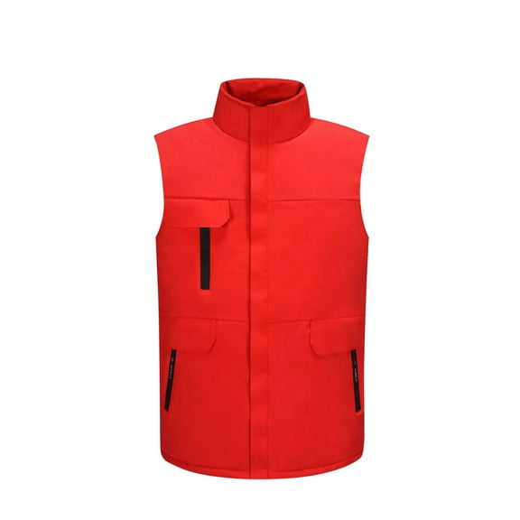 Dagegui Mens Windproof Vest Sleeveless Stand Collar Jackets Waterproof Outdoor Hiking Gilet Casual Travel Jacket with Pockets Red L
