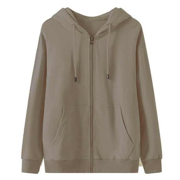 Dagegui Mens Womens Long Sleeve Hoodies Full Zip Up Hooded Sweatshirts Unisex Fall Sport Coats with Pockets Coffee M