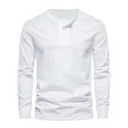 thumbnail image 1 of Dagegui Mens Work Henley Shirts Solid Crew Neck Tee Long Sleeve Buttons Pullover Fall Tops White XXXL, 1 of 5