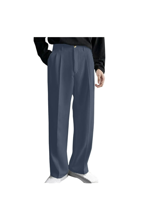 Mens Work Pants Big and Tall Office Long Pant Baggy Lightweight Straight Leg Trouser with Pockets Gray 4XL