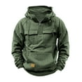 thumbnail image 1 of Dagegui Multi-Pockets Hoodies for Men Quarter Zip Pullover Athletic Tops Vintage Fall Winter Long Sleeve Hooded Sweatshirts Mint Green L, 1 of 5