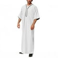 thumbnail image 1 of Dagegui Muslim Saudi Arab Thobe for Men Half Sleeve Kaftan Islamic Arabic Maxi Dress Dubai Robe Clothing Casual Loose Long Gown White,XL, 1 of 3