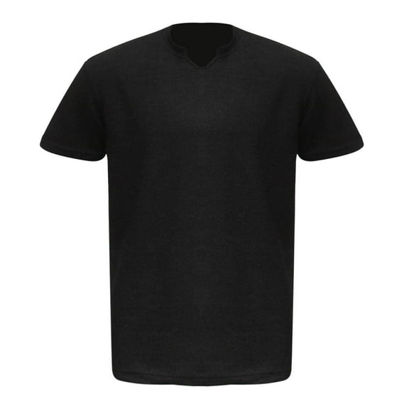 Dagegui Notch V Neck T-Shirt for Men Black Short Sleeve Workout Tee Solid Color Summer Casual Shirts Lightweight Everyday Tops L