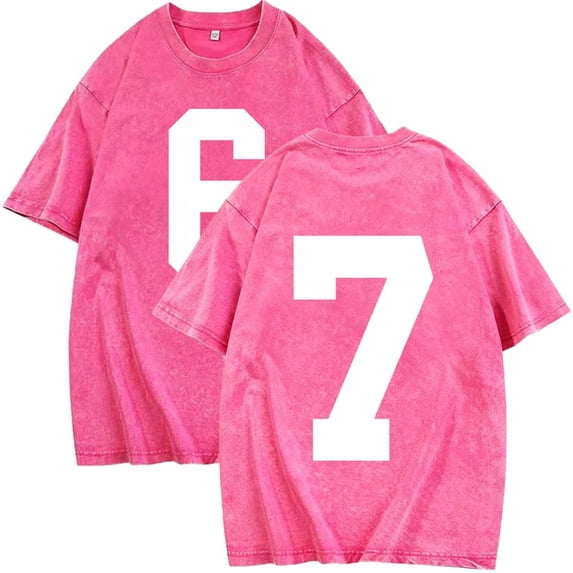 Dagegui Number 6 & 7 T-Shirt for Men Big and Tall Workout Athletic Tee Summer Crewneck Short Sleeve Tops Sport Shirts Pink XXXL