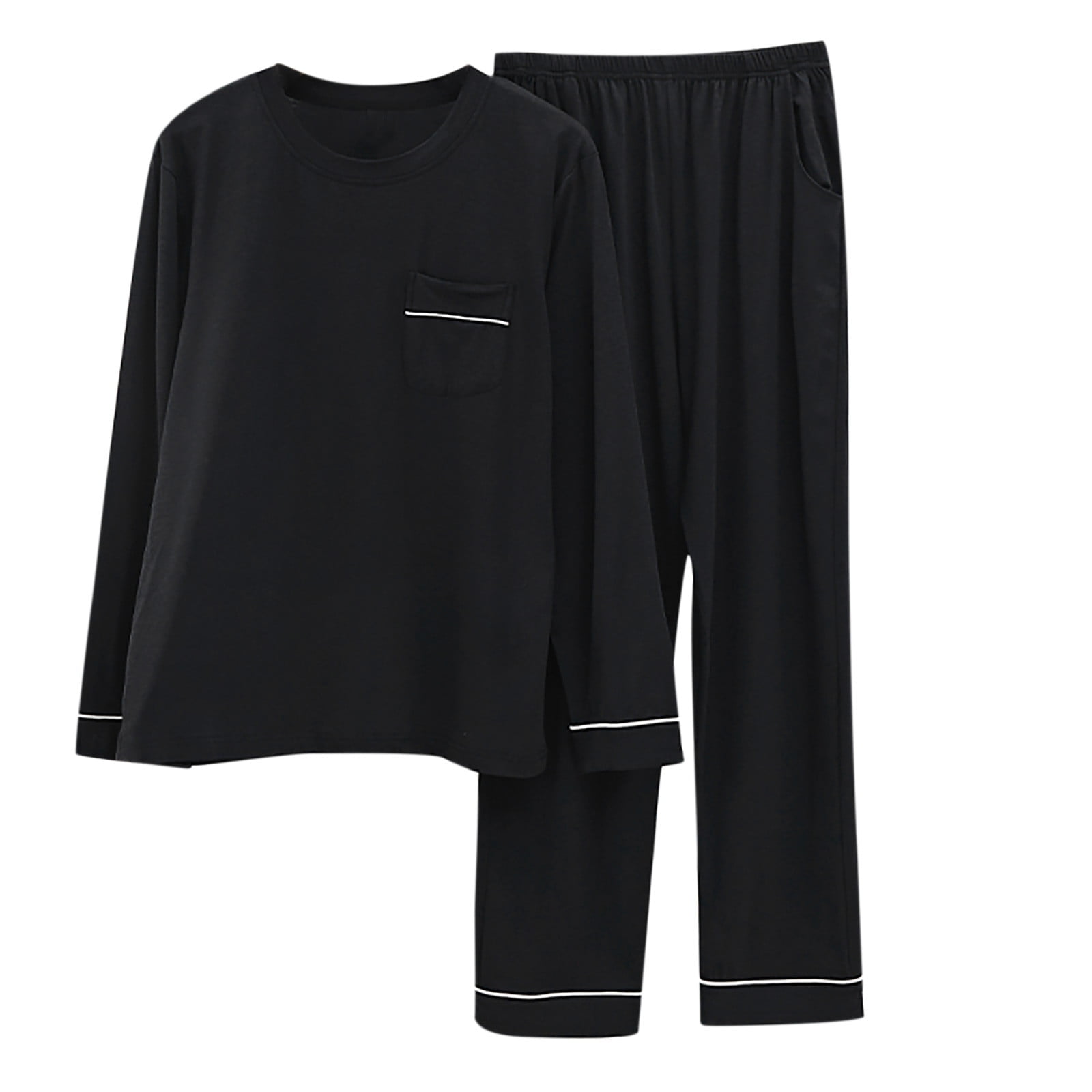 Dagegui Pajama 2 Pieces Outfits for Men Casual Crew Neck Shirts Long ...