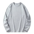thumbnail image 1 of Dagegui Plus Size Cotton Shirts for Men Casual Loose Long Sleeve Round Neck T Shirt Big and Tall Lounge Tees Solid Color Pullover Tops Gray,L, 1 of 7