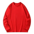 thumbnail image 1 of Dagegui Plus Size Cotton Shirts for Men Casual Loose Long Sleeve Round Neck T Shirt Big and Tall Lounge Tees Solid Color Pullover Tops Red,3XL, 1 of 7